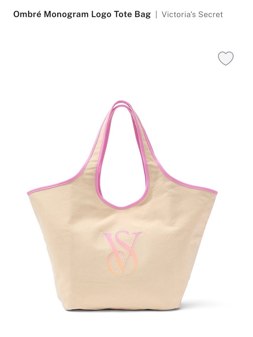 NWT Victoria's Secret Tote Bag with Ombre Monogram
